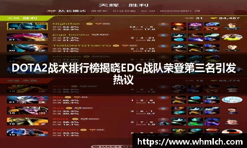 DOTA2战术排行榜揭晓EDG战队荣登第三名引发热议